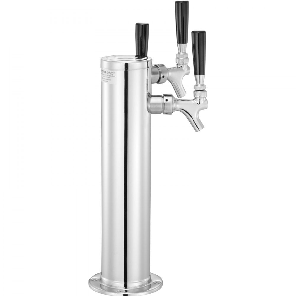 3TJZ - VEVOR Stainless Steel Triple Tap Draft Beer Dispenser for Home & Commercial Use