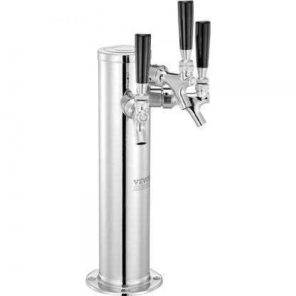 3TJZ - VEVOR Stainless Steel Triple Tap Draft Beer Dispenser for Home & Commercial Use