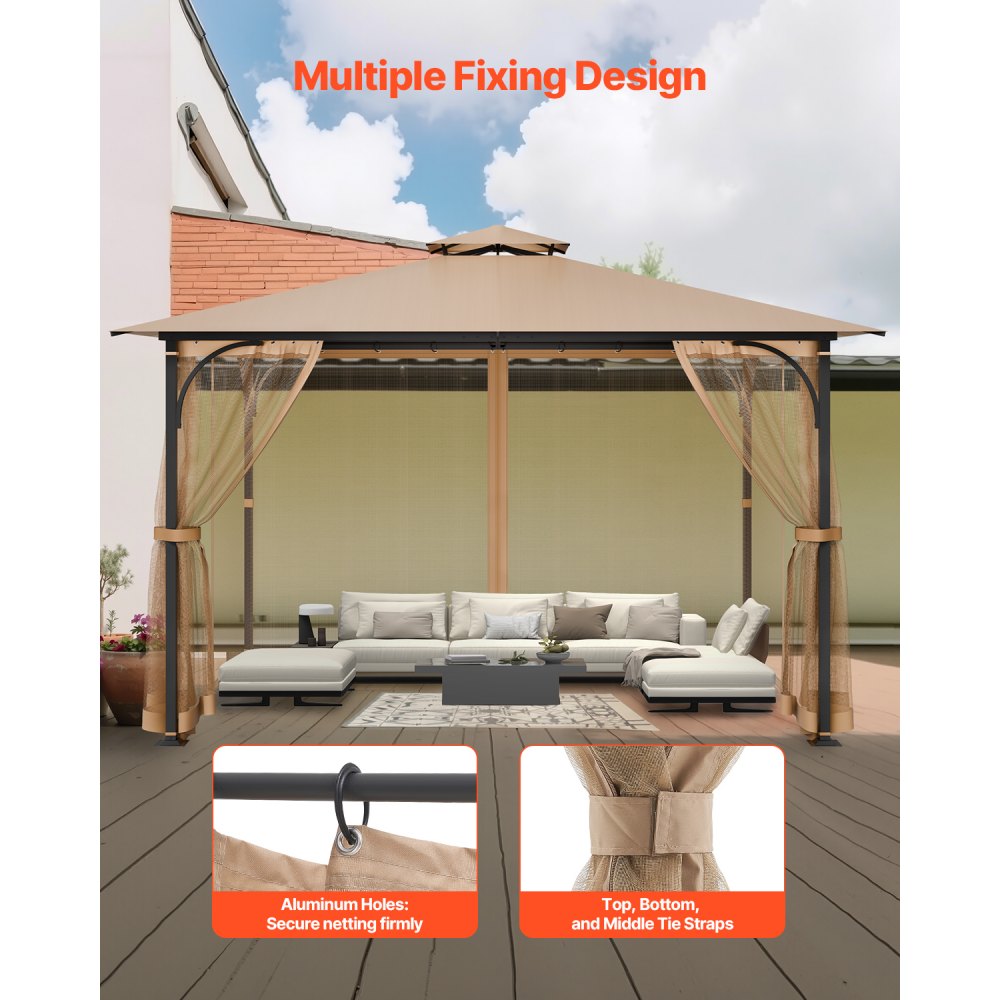 JDM-36LBE - 10x12 ft Polyester Gazebo Netting with Double-Sided Zipper