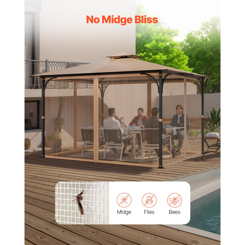 JDM-36LBE - 10x12 ft Polyester Gazebo Netting with Double-Sided Zipper