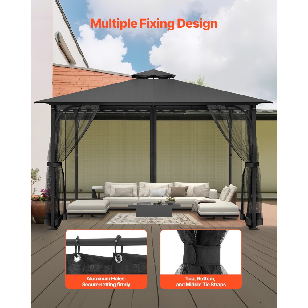 JDM-34K - 10x13 ft Durable Polyester Gazebo Netting with Zipper