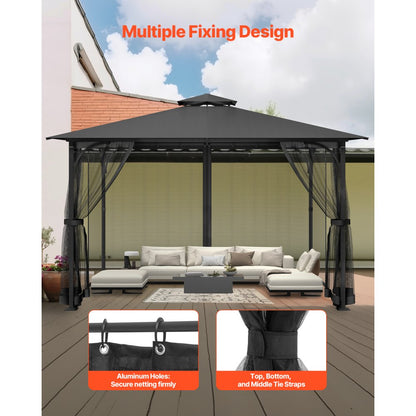 JDM-34K - 10x13 ft Durable Polyester Gazebo Netting with Zipper
