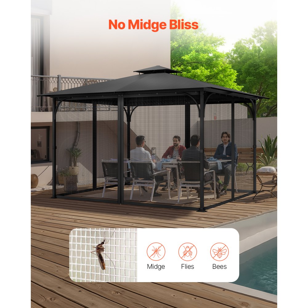 JDM-34K - 10x13 ft Durable Polyester Gazebo Netting with Zipper