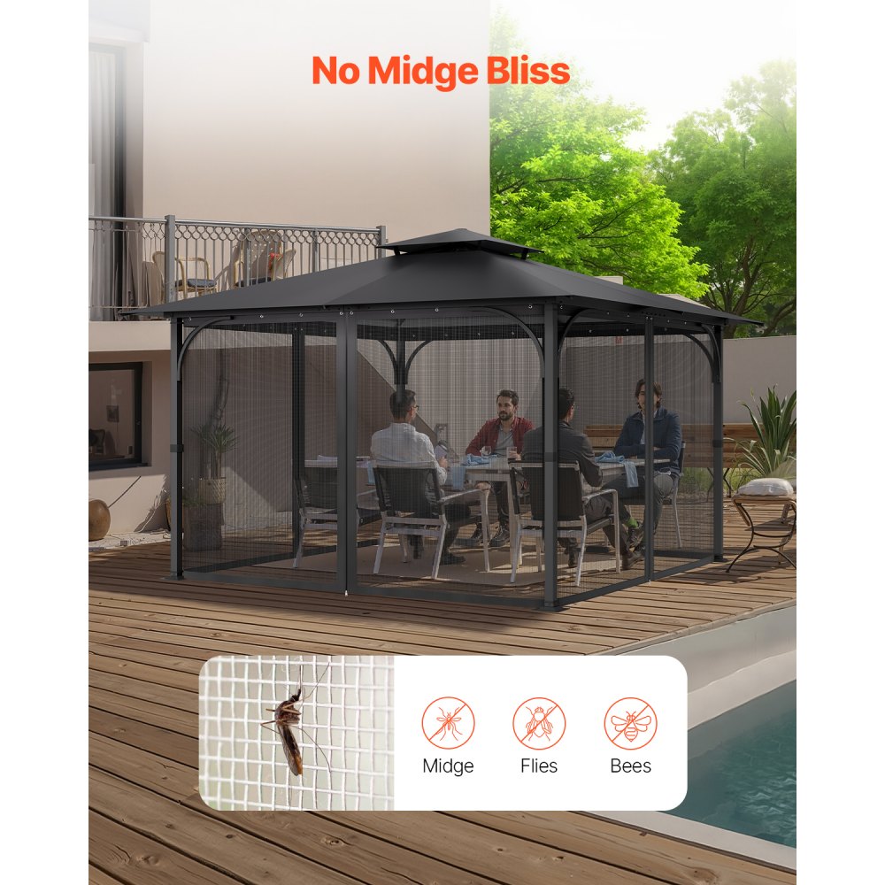 JDM-365K - Durable 12x12 Gazebo Netting with Zipper, Privacy & Easy Setup