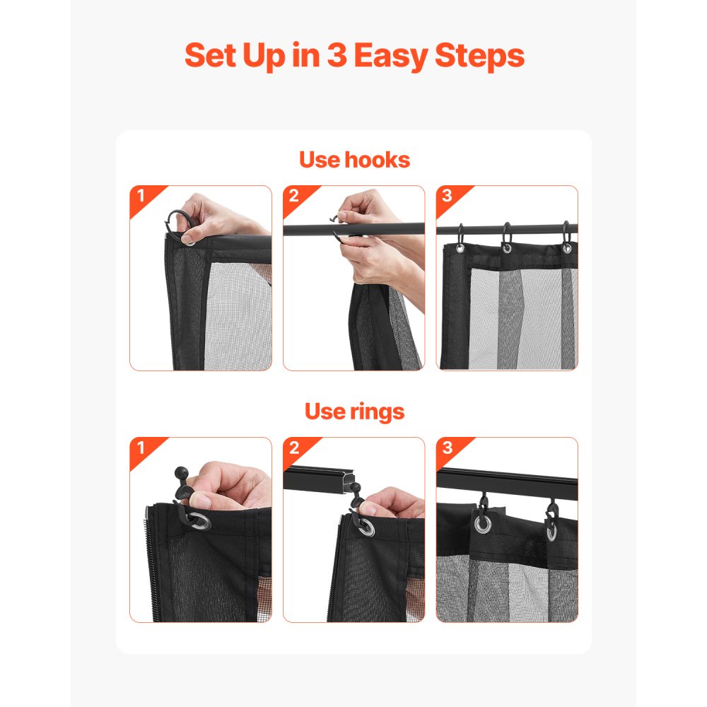 JDM-365K - Durable 12x12 Gazebo Netting with Zipper, Privacy & Easy Setup