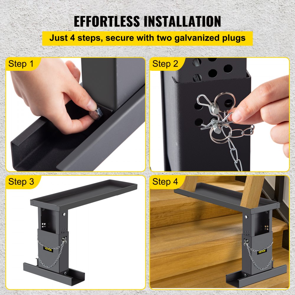 010918075498 - VEVOR Adjustable Ladder Leveler for Safe Stair Use