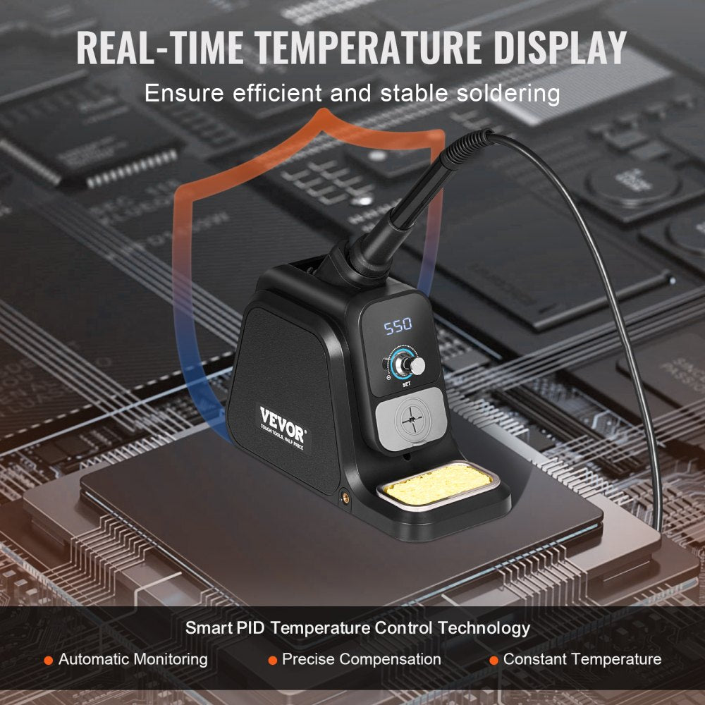 AE380D - Versatile 80W Soldering Station with Temperature Control & Helping Hands