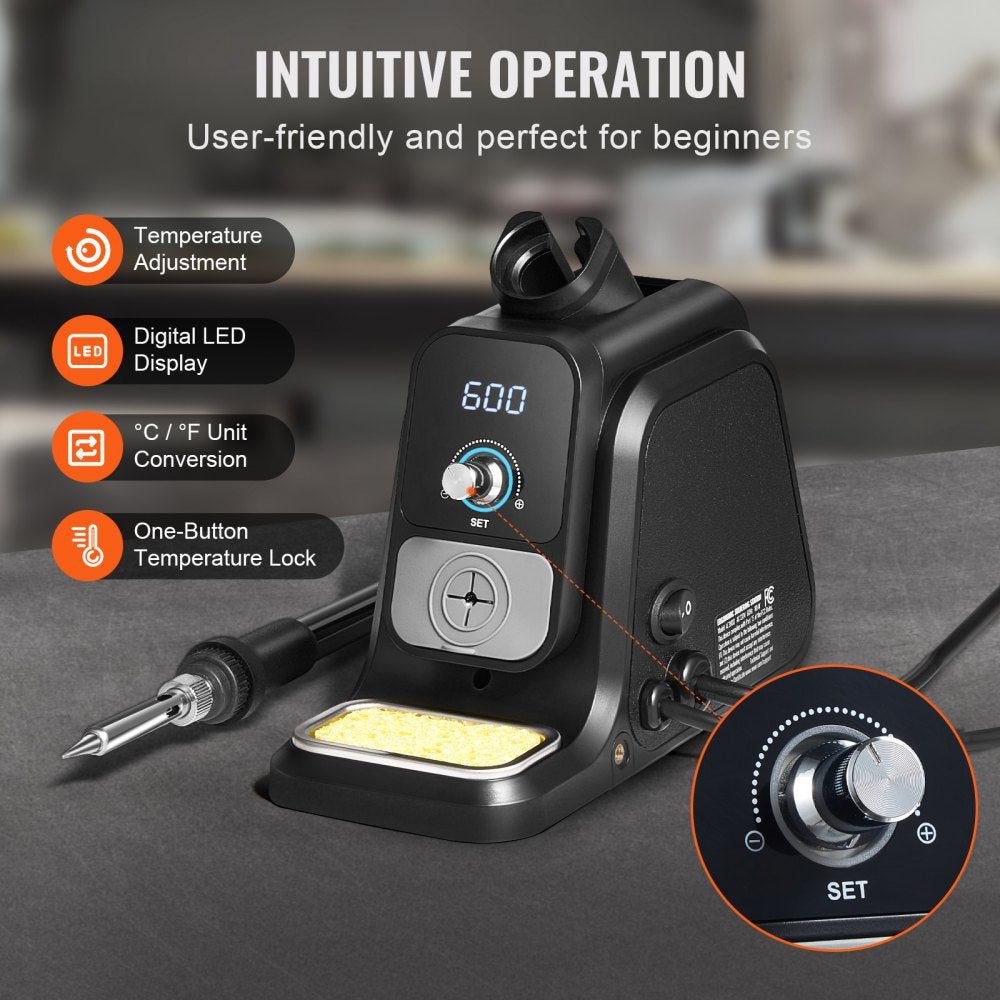 AE380D - Versatile 80W Soldering Station with Temperature Control & Helping Hands
