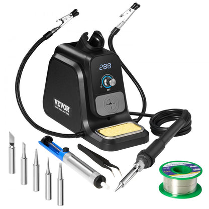 AE380D - Versatile 80W Soldering Station with Temperature Control & Helping Hands