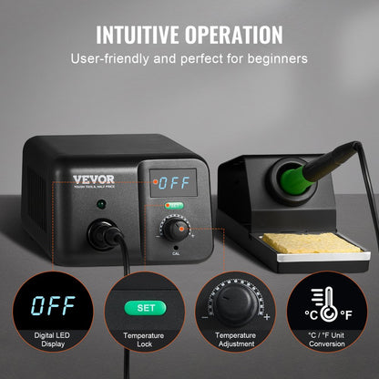 AE988D - 70W Digital Soldering Station with Adjustable Temp 122°F-932°F