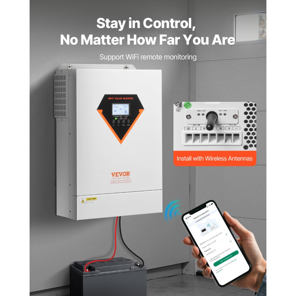 EM6200-48L - 6000W Pure Sine Wave Solar Inverter with WiFi контроля