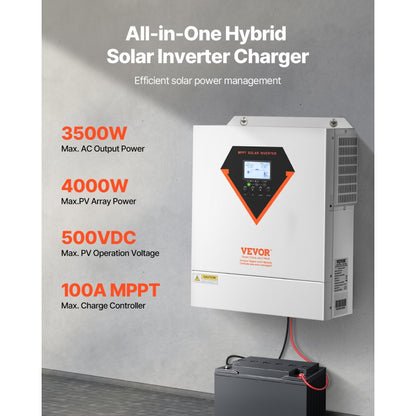 EM3500-24L - 3500W Hybrid Solar Inverter with 100A MPPT Controller