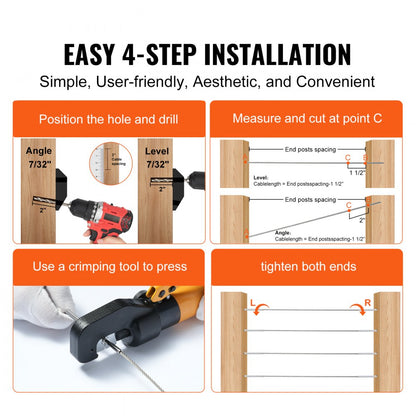 YXHF-8102-1/8"-122 - 1/8" Cable Railing Kit for Wood & Metal Posts