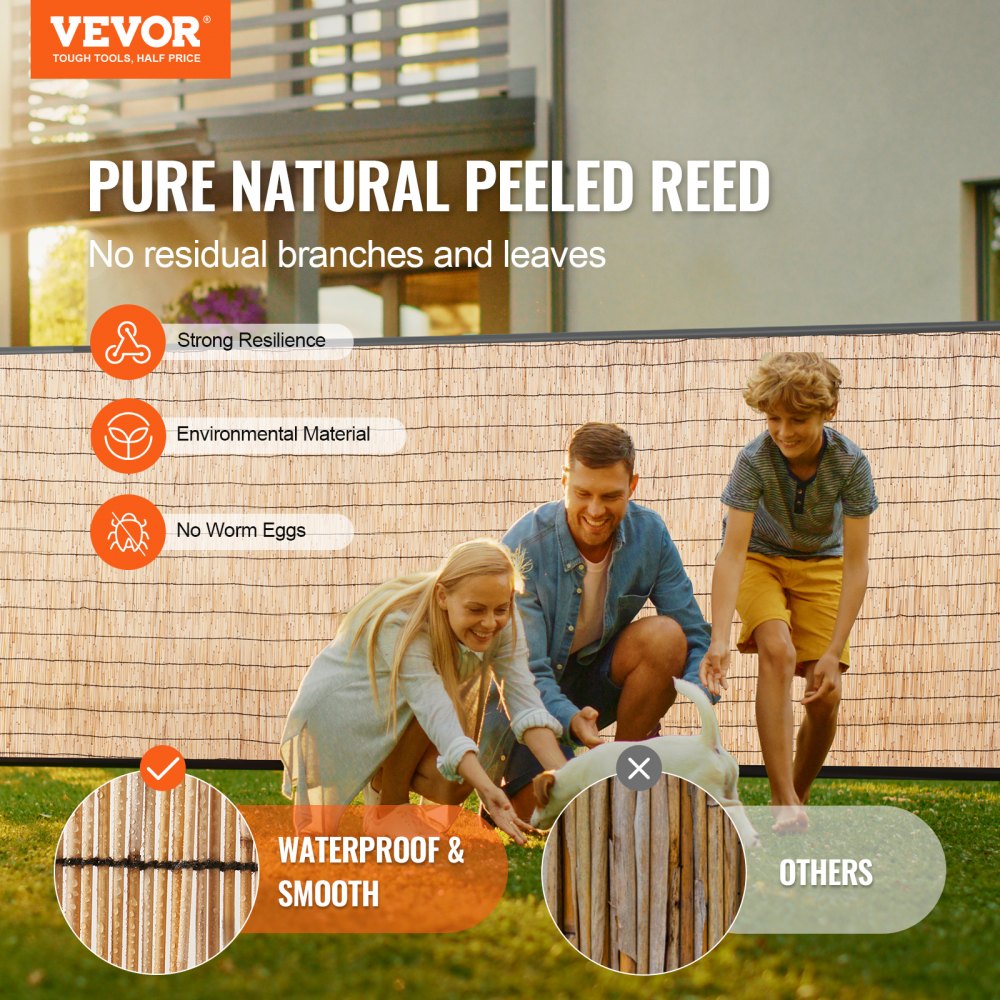 LLWL16455N - 16.4' x 5.5' Natural Reed Privacy Fencing Screen