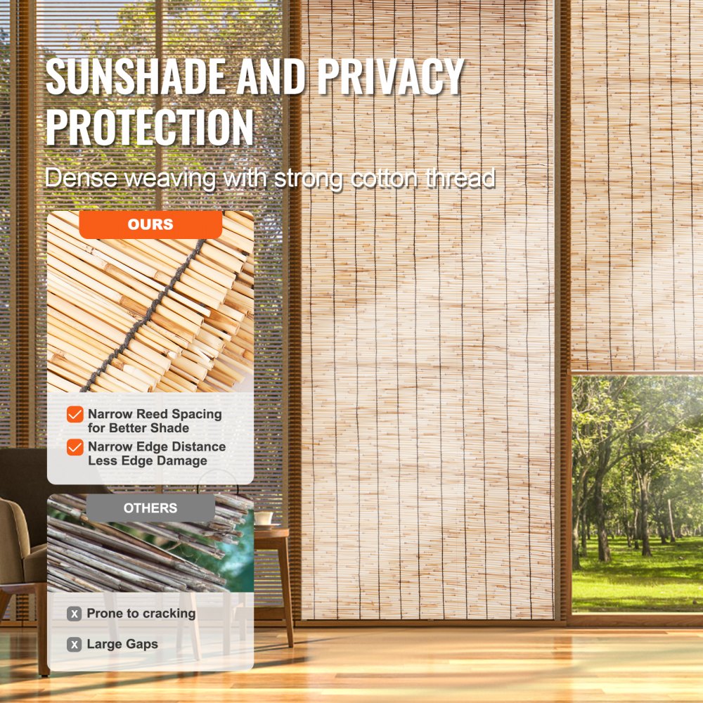 LLWL16455N - 16.4' x 5.5' Natural Reed Privacy Fencing Screen