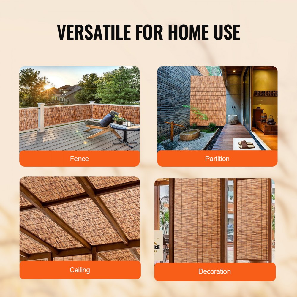 LLWL16440B - Natural Reed Privacy Fence with Easy Trim and Zip Tie Installation