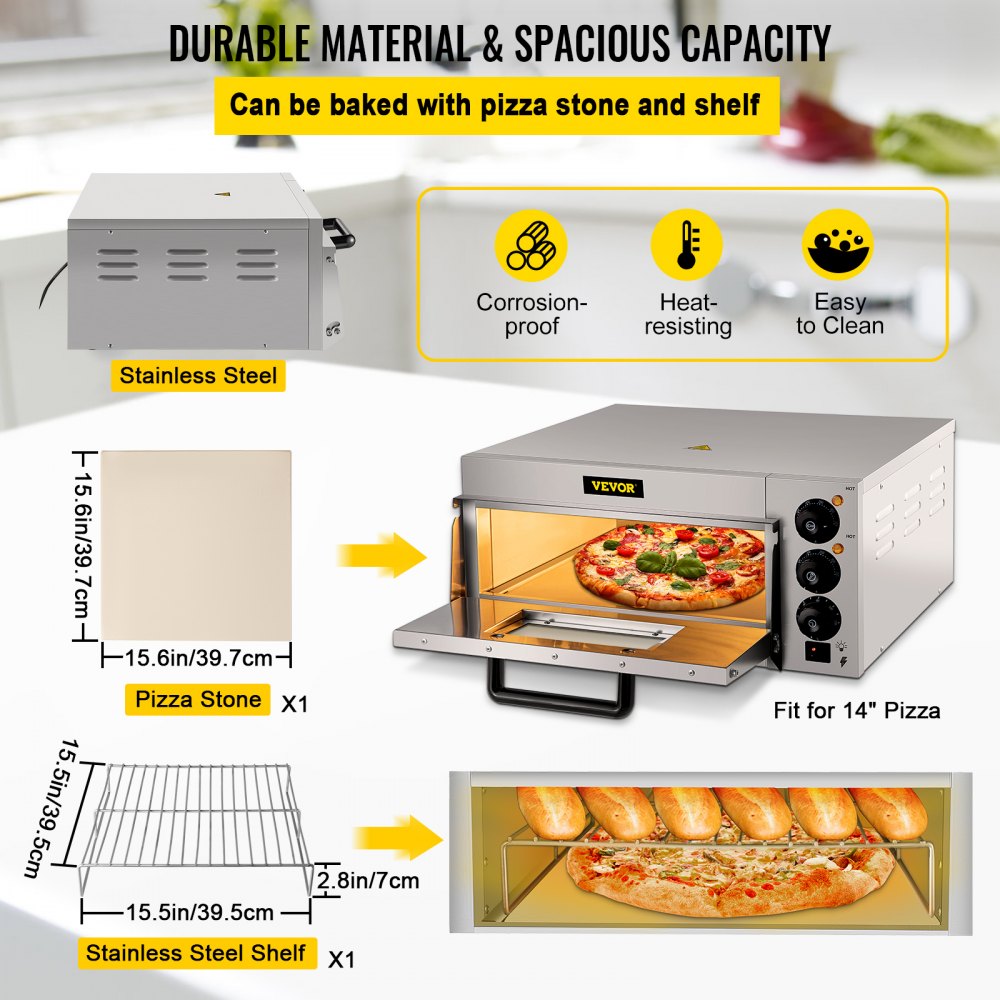 ZH-1M - 14-Inch Countertop Pizza Oven with Adjustable Heat Control