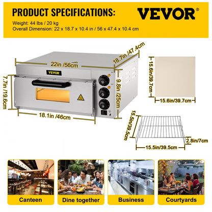 ZH-1M - 14-Inch Countertop Pizza Oven with Adjustable Heat Control
