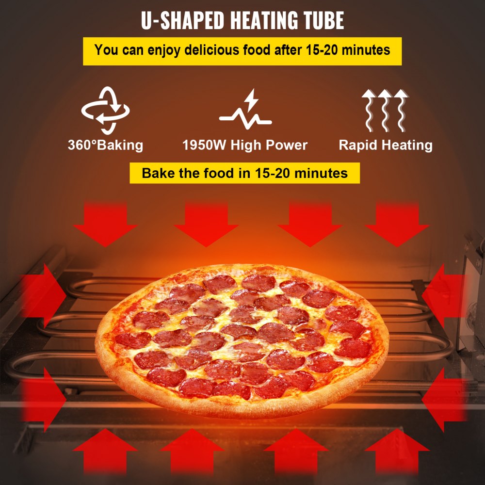ZH-3M - 14" Stainless Steel Pizza Oven, 1950W Double Deck Electric