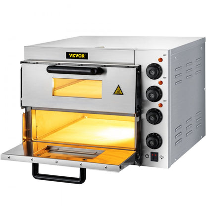 ZH-3M - 14" Stainless Steel Pizza Oven, 1950W Double Deck Electric