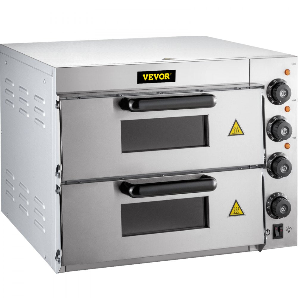 ZH-3M - 14" Stainless Steel Pizza Oven, 1950W Double Deck Electric