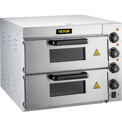 ZH-3M - 14" Stainless Steel Pizza Oven, 1950W Double Deck Electric