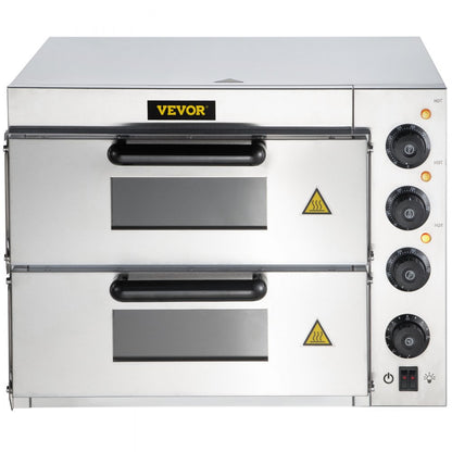 ZH-3M - 14" Stainless Steel Pizza Oven, 1950W Double Deck Electric