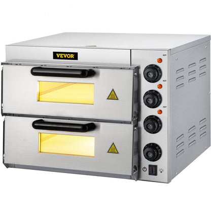 ZH-3M - 14" Stainless Steel Pizza Oven, 1950W Double Deck Electric