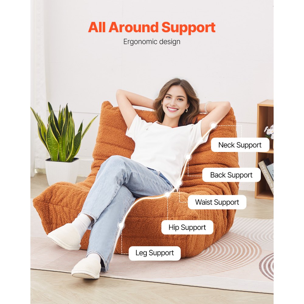 SM-SS-03 - Ergonomic Bean Bag Chair with Memory Foam, 19.69" Deep