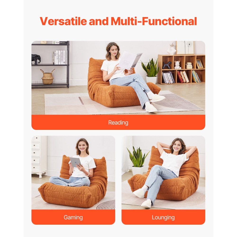 SM-SS-03 - Ergonomic Bean Bag Chair with Memory Foam, 19.69" Deep