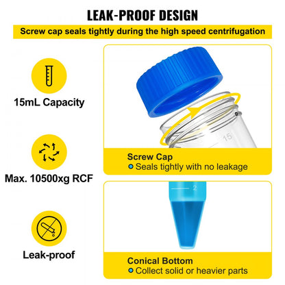 LXG15ml - 15mL Sterile Centrifuge Tubes with Rack & Pipette