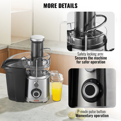 JE2105 - 1000W Centrifugal Juicer with 3" Feed Chute, BPA-Free