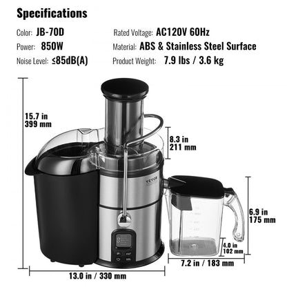 JB-70D - 850W Centrifugal Juicer with 5 Speeds & Easy Clean Design