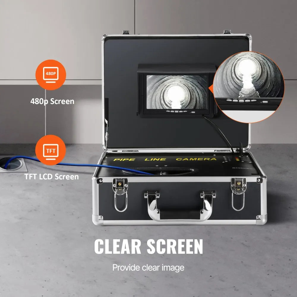010636710263 - 7" LCD Sewer Camera with 12 LEDs for Drain Inspections