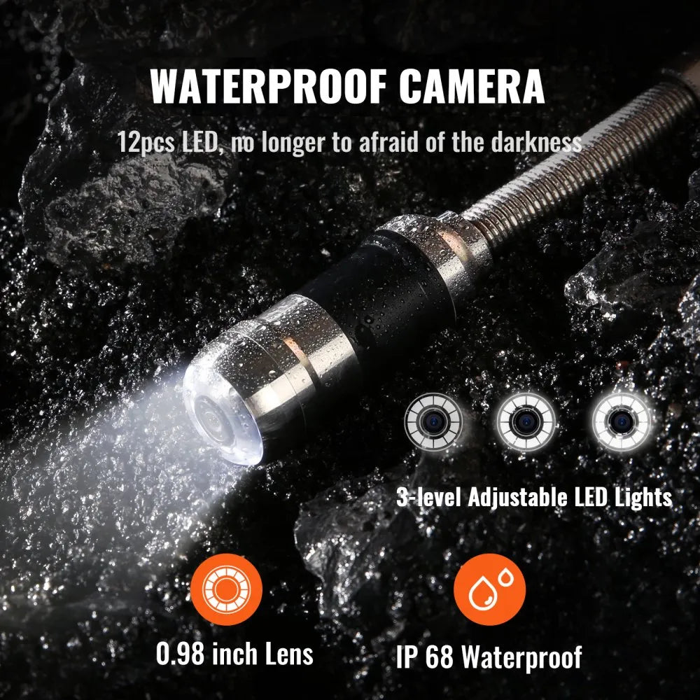 010636710263 - 7" LCD Sewer Camera with 12 LEDs for Drain Inspections