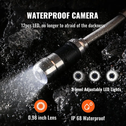 010636710263 - 7" LCD Sewer Camera with 12 LEDs for Drain Inspections