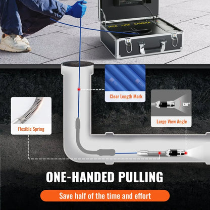 010636710263 - 7" LCD Sewer Camera with 12 LEDs for Drain Inspections