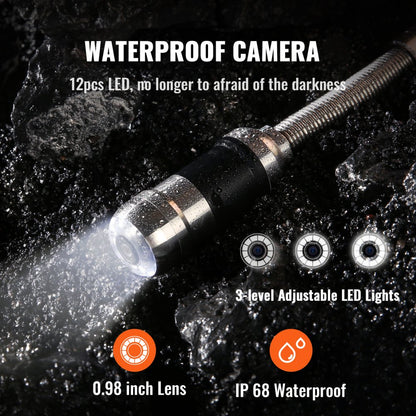 H6 - 7-Inch VEVOR Sewer Camera with 165FT Cable for Pipe Inspections