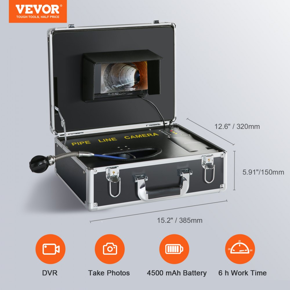 H6 - 7-Inch VEVOR Sewer Camera with 165FT Cable for Pipe Inspections