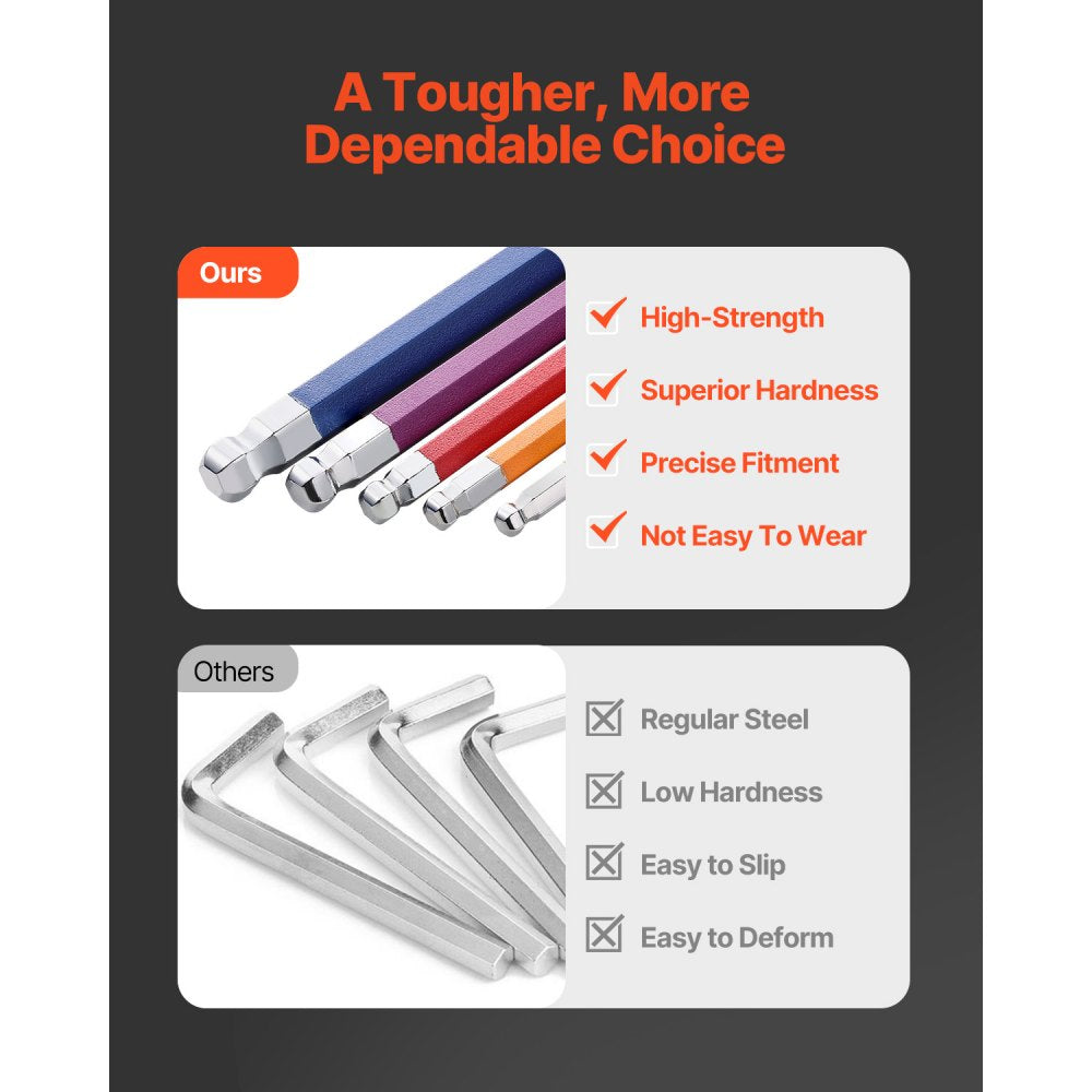 RLHK-001 - 22-Piece Long Arm Ball End Wrench Set with Color-Coded Storage