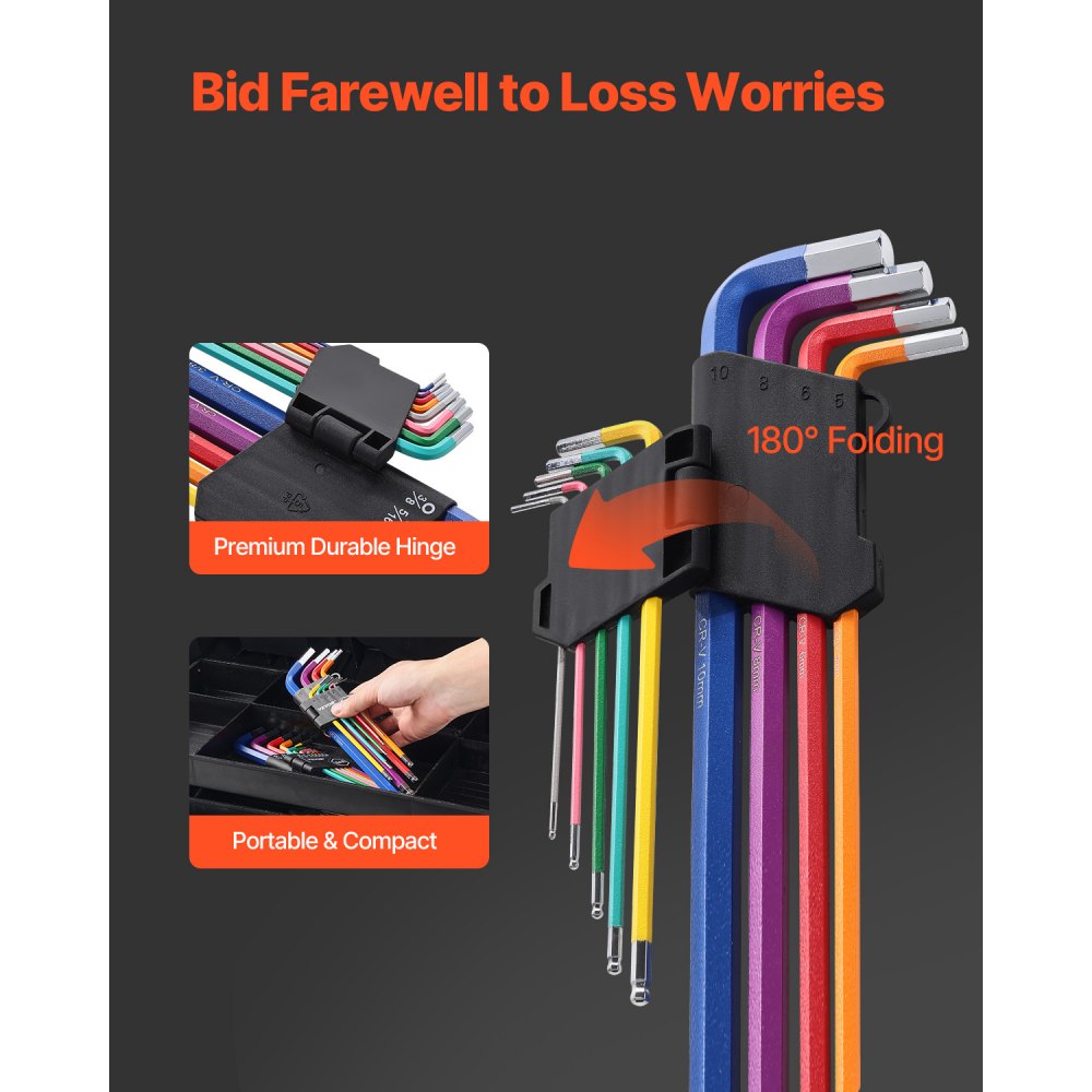 RLHK-001 - 22-Piece Long Arm Ball End Wrench Set with Color-Coded Storage