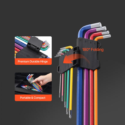 RLHK-001 - 22-Piece Long Arm Ball End Wrench Set with Color-Coded Storage