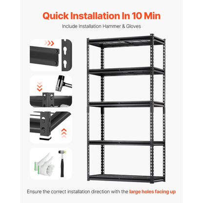 6361QQUOV0 - Adjustable 5-Tier Heavy Duty Garage Shelving Unit