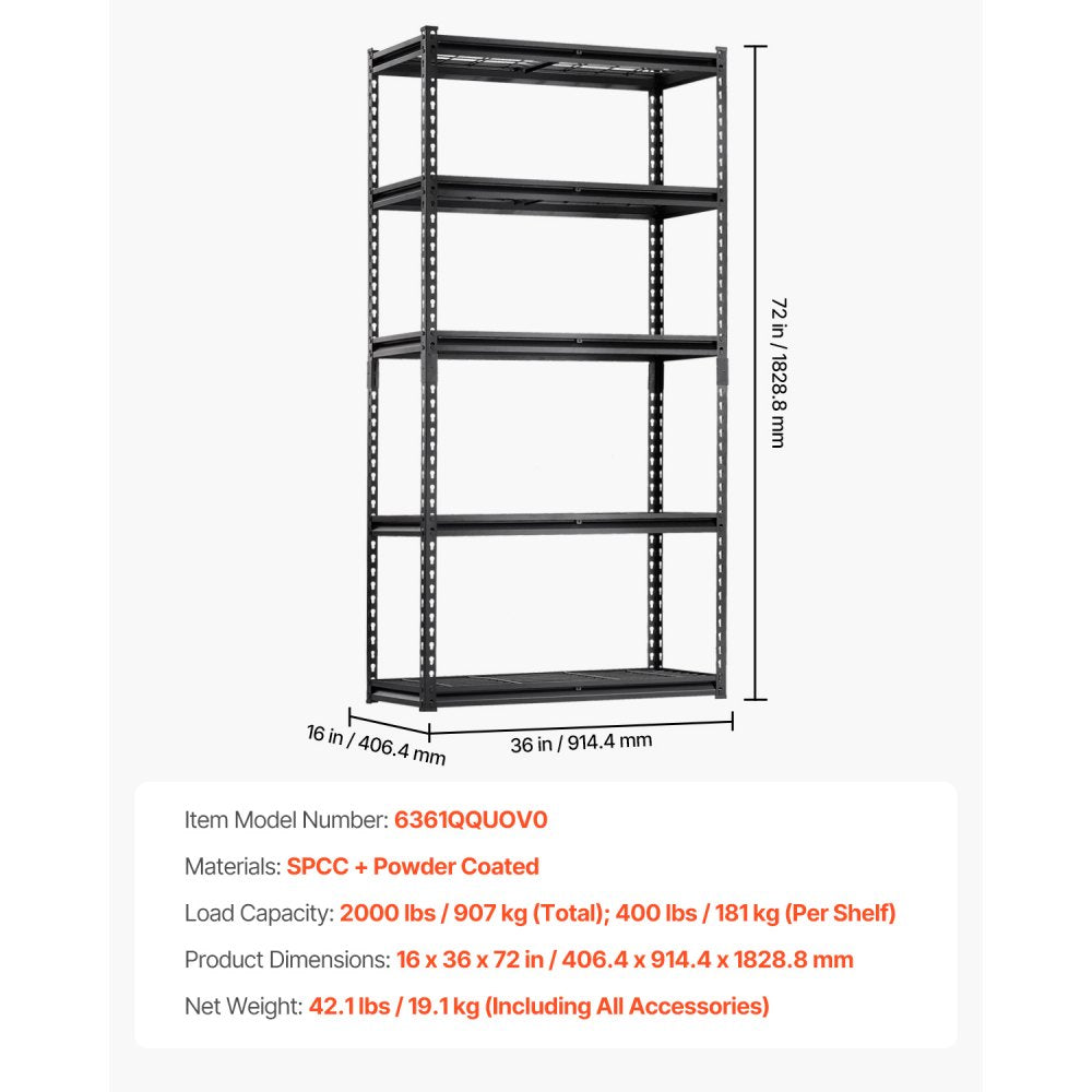6361QQUOV0 - Adjustable 5-Tier Heavy Duty Garage Shelving Unit