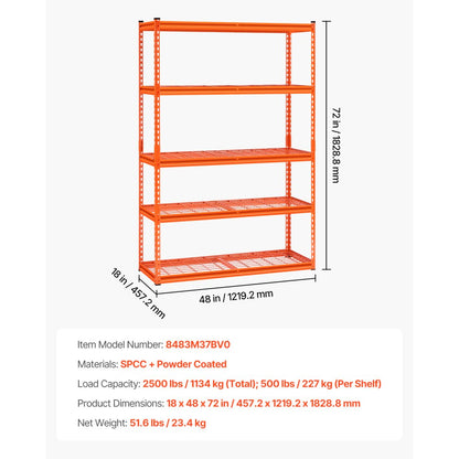 8483M37BV0 - Adjustable 5-Tier Heavy Duty Garage Shelving Unit