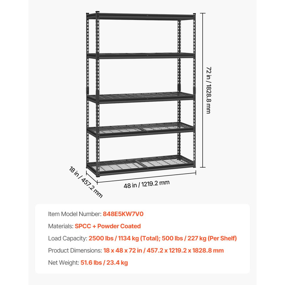 848E5KW7V0 - Adjustable 5-Tier Heavy-Duty Garage Shelves for Versatile Storage