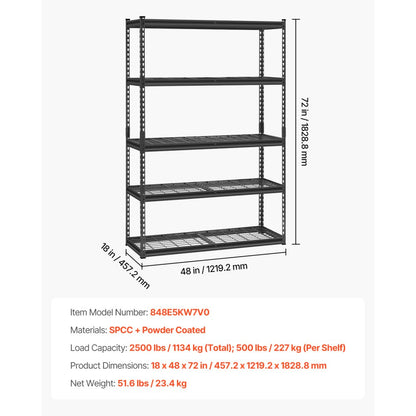 848E5KW7V0 - Adjustable 5-Tier Heavy-Duty Garage Shelves for Versatile Storage