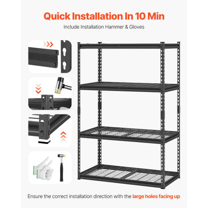 040L9EDJV0 - Adjustable Heavy-Duty 4-Tier Garage Shelving for Optimal Storage