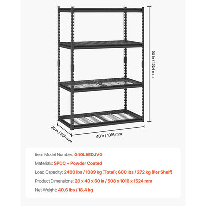 040L9EDJV0 - Adjustable Heavy-Duty 4-Tier Garage Shelving for Optimal Storage