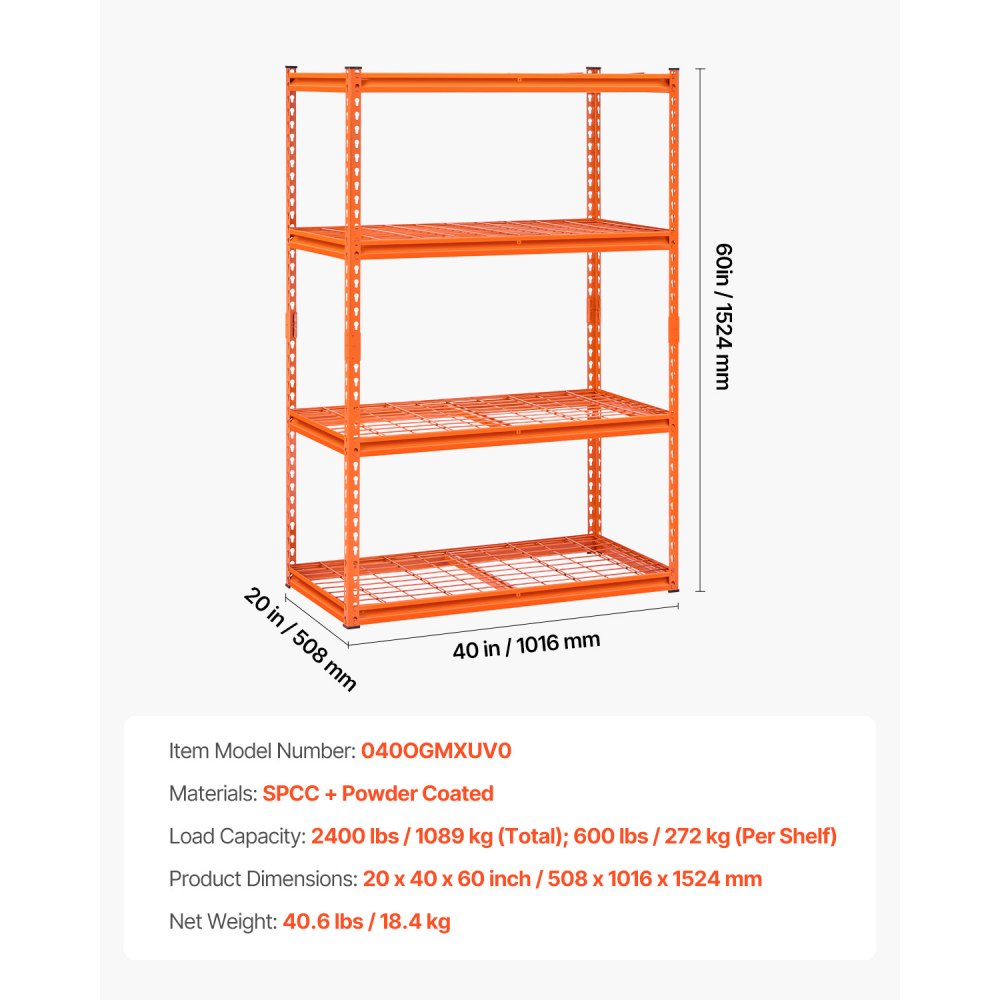 040OGMXUV0 - Heavy-Duty 4-Tier Adjustable Garage Shelving Unit